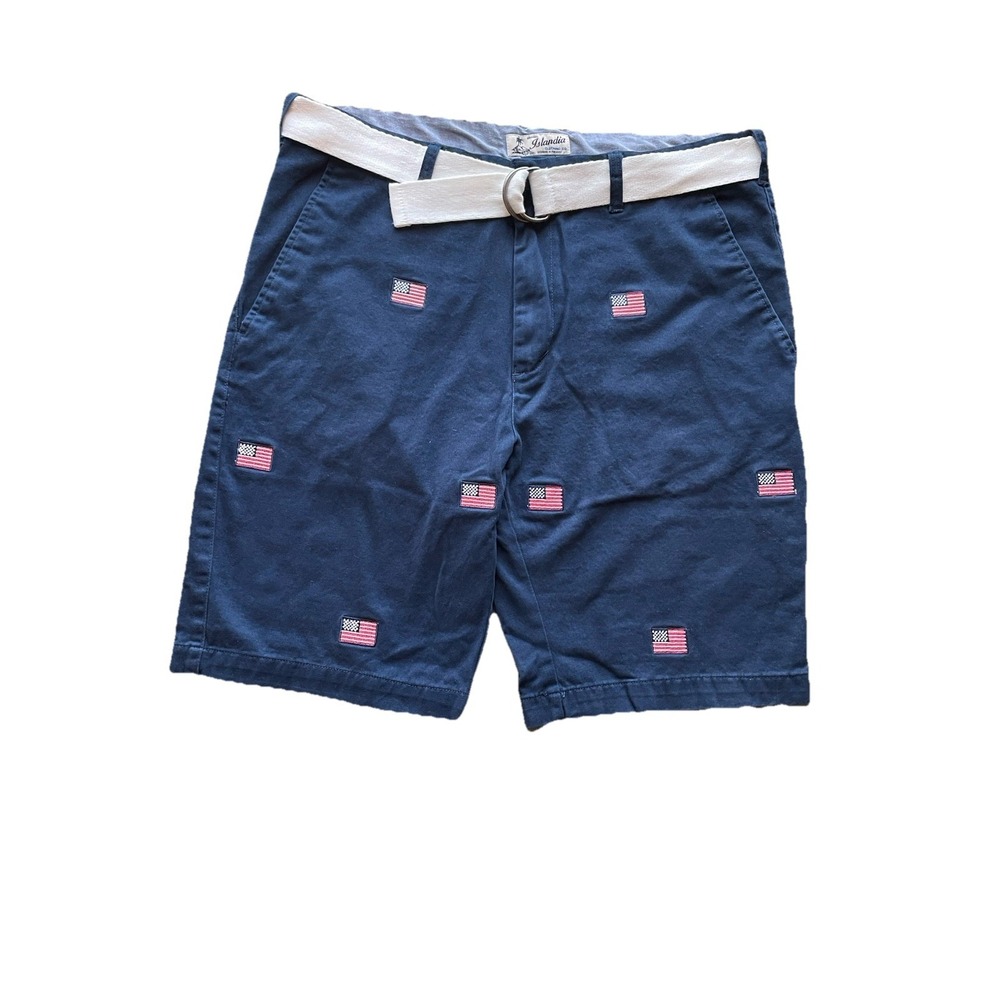 Embroidered American Flag 🇺🇸 Shorts Men's 36 Belted Coastal/Hamptons 4th of July - Picture 2 of 11